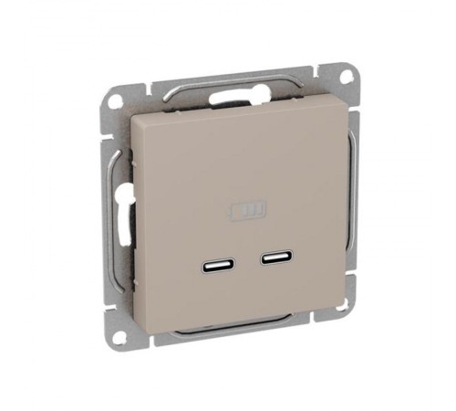 Механизм розетки USB-C - 2шт, кремовый Эпика  UP1-SOI-2USBC EKF