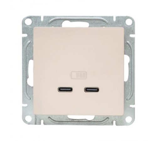 Механизм розетки USB-C - 2шт, кремовый Эпика  UP1-SOI-2USBC EKF
