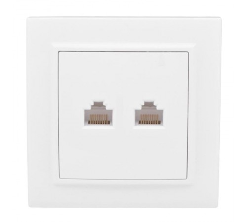 Розетка RJ-45 2-местная СП Минск  белая EKF  ERK02-035-10  EKF
