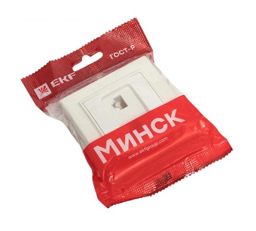 Розетка RJ-45 2-местная СП Минск  белая EKF  ERK02-035-10  EKF