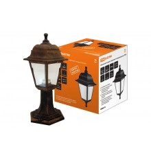 Светильник садово-парковый НТУ 04-60-001 60Вт ЛН/КЛЛ/LED Е27 IP44 четырехгранник, стойка, пластик, медь  SQ0330-0725  TDM