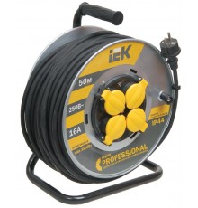 Катушка УК50 на мет с т/з 4 места 2Р+PЕ/50м КГ 3х2,5мм2 IP44 "Professional"  WKP17-16-04-50-44  IEK