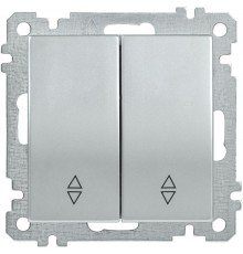 BOLERO серебрянный Выключатель 2-клавишный проходной 10А ВС10-2-2-Б  EVB22-K23-10  IEK