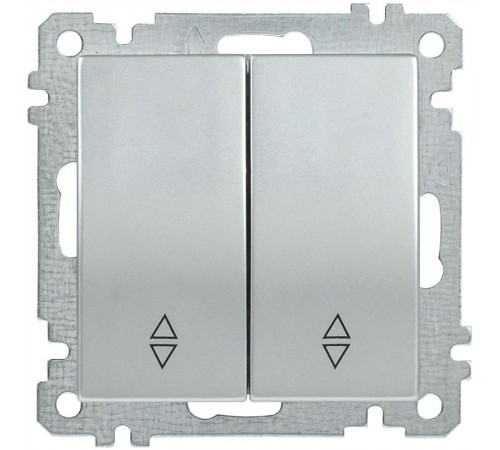 BOLERO серебрянный Выключатель 2-клавишный проходной 10А ВС10-2-2-Б  EVB22-K23-10  IEK