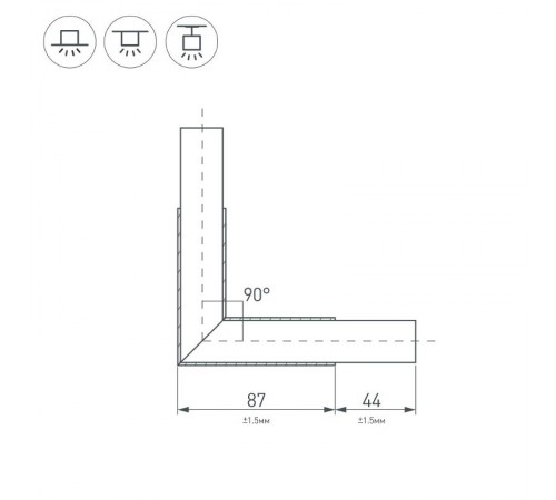 Угол PLS-LOCK-H25-L90 (с экраном MAT-L)  026133  Arlight