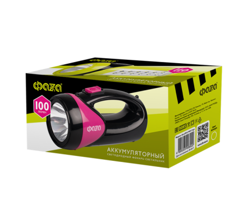 Фонарь прожекторный  AccuF8-L1W/L12-bk (черн.)  5008908  ФАZА