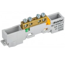 TEKFOR Шина PE "земля" неизолированная на универсальном держателе 6х9-4-Ж  TF-NN10-04-DL-K05  IEK