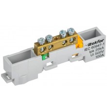 TEKFOR Шина PE "земля" неизолированная на универсальном держателе 6х9-4-Ж  TF-NN10-04-DL-K05  IEK