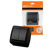 Выключатель 2-кл. открытой установки IP44 10А графит "Селигер"  SQ1818-0302  TDM