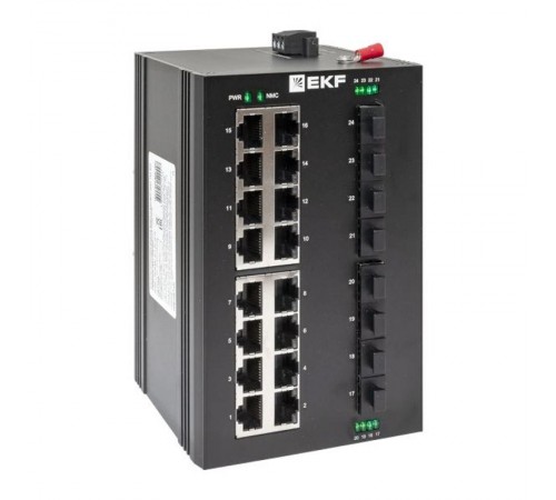 Промышленный неуправляемый коммутатор U-8GX/SFP-16GT, 8 портов 1000Base-X SFP, 16 портов 10/100/1000Base-T(X) RJ45, монтаж на динрейку TSX TSX-U-8GX/