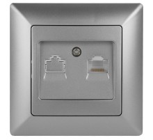 4-303-03 Intro Розетка информационная RJ45, СУ, Solo, алюминий  Б0043384  Intro