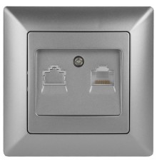 4-303-03 Intro Розетка информационная RJ45, СУ, Solo, алюминий  Б0043384  Intro