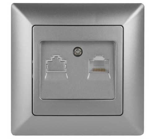4-303-03 Intro Розетка информационная RJ45, СУ, Solo, алюминий  Б0043384  Intro