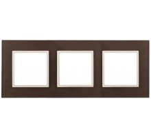 14-5103-31 Рамка на 3 поста, стекло, Эра Elegance, мокко+сл.к  Б0034521  ЭРА
