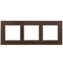 14-5103-31 Рамка на 3 поста, стекло, Эра Elegance, мокко+сл.к  Б0034521  ЭРА