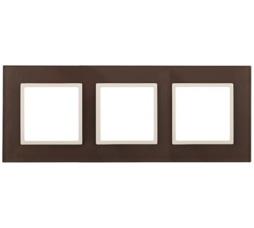 14-5103-31 Рамка на 3 поста, стекло, Эра Elegance, мокко+сл.к  Б0034521  ЭРА