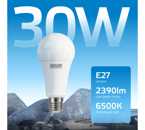Лампа светодиодная LED Elementary A67 30W E27 2390lm 6500K  73239  Gauss