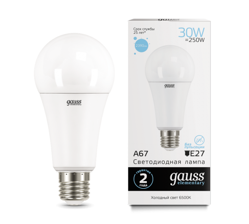 Лампа светодиодная LED Elementary A67 30W E27 2390lm 6500K  73239  Gauss