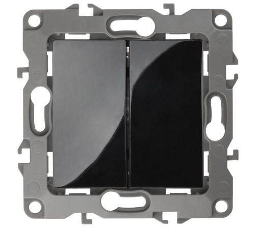 Переключатель двойной 12-1106-06 10АХ-250В,  чёрный  Б0014668  ЭРА