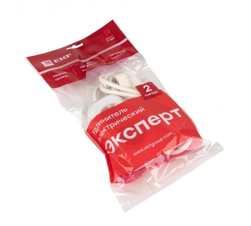 Удлинитель "Эксперт"  2 гнезда 2 метра 16А/3,5кВт с заземлением ПВС 3х1 EKF PROxima  UBA16-310-2-02  EKF