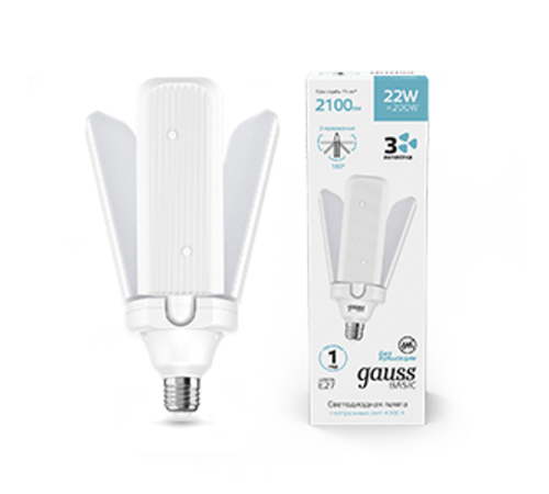 Лампа светодиодная Basic 22W 2100lm 4000K E27 Клевер-3  11732222  Gauss