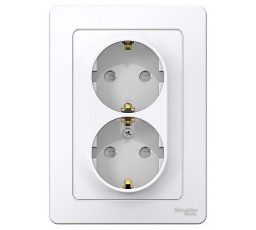 Blanca Белый С/У Розетка 2-ая с заземлением со шторками, 16А, 250В  BLNRS001121  SE