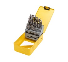 Набор сверл по металлу, 1-13мм (через 0,5мм), HSS, цилиндрический хвостовик, металлический кейс, 25 шт.  KR-91-0637  Kranz