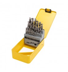 Набор сверл по металлу, 1-13мм (через 0,5мм), HSS, цилиндрический хвостовик, металлический кейс, 25 шт.  KR-91-0637  Kranz