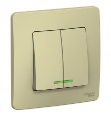 Blanca Бежевый С/У Выключатель 2-кл (cх.5) с подсв., 10А, 250B  BLNVS010517  SE