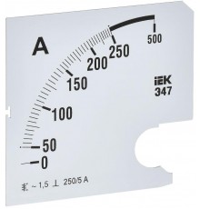 Шкала смен. для амперметра Э47 250/5А-1,5 96х96мм  IPA20D-SC-0250  IEK