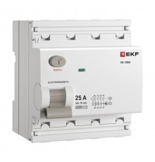 Выключатель дифференциального тока ВД-100N 4P 25А 10мА тип AC эл-мех 6кА PROXIMA EKF  E1046M2510  EKF