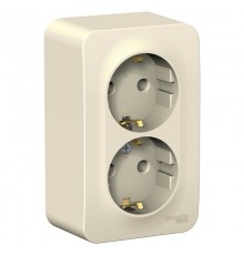 Blanca Молочный О/У Розетка 2-ая с заземлением без шторок, 16А, 250В  BLNRA010202  SE