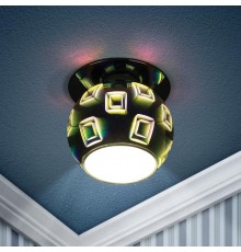 Светильник точечный декоративный DK88-2 декор "3D квадрат" G9,220V, 35W, серебро/мультиколор  Б0032366  ЭРА