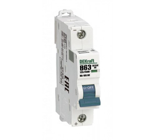 Выключатель автоматический однополюсный ВА-105 1P характеристика В 63A 250В DC  13361DEK  DEKraft