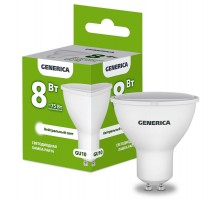 Лампа светодиодная PAR16 софит 8Вт 230В 4000К GU10   LL-PAR16-08-230-40-GU10-G  GENERICA