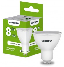 Лампа светодиодная PAR16 софит 8Вт 230В 4000К GU10   LL-PAR16-08-230-40-GU10-G  GENERICA