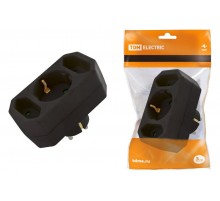 Блок на 3 гнезда: 1x2П+3 16 А + 2х2П 2,5 А под плоскую вилку 250 B черный  SQ1806-0301  TDM