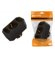 Блок на 3 гнезда: 1x2П+3 16 А + 2х2П 2,5 А под плоскую вилку 250 B черный  SQ1806-0301  TDM