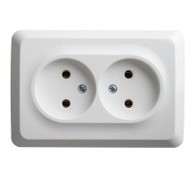 Этюд Белый О/У Розетка 2-ая угловая без заземления без шторок 16А 250B  PA16-105B  SE