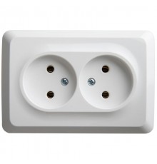 Этюд Белый О/У Розетка 2-ая угловая без заземления без шторок 16А 250B  PA16-105B  SE