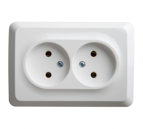 Этюд Белый О/У Розетка 2-ая угловая без заземления без шторок 16А 250B  PA16-105B  SE