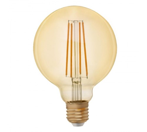 Лампа светодиодная F-LED G95-7W-824-E27 gold (филамент, шар зол, 7Вт, тепл, E27) (20/420)  Б0047662  ЭРА