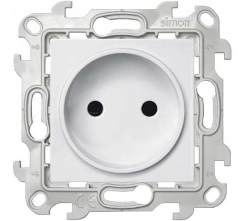Simon 24 Белый Розетка 2К со шторками  2450441-030  Simon