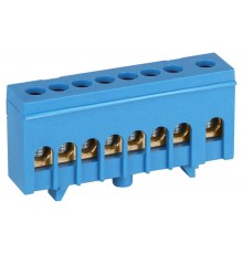 Шина  NO-224-98 N ноль в изолированном корпусе на DIN-рейку ШНИ-6х9-8-Д синий  Б0062969  ЭРА