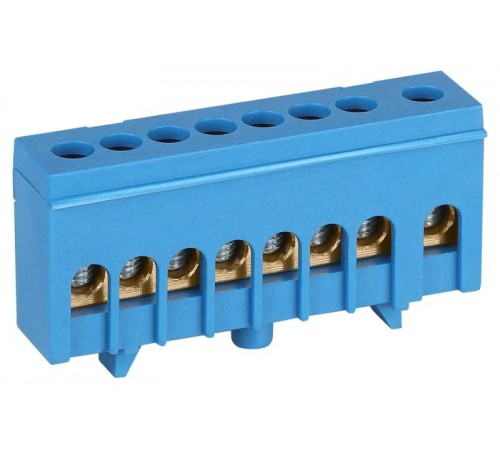 Шина  NO-224-98 N ноль в изолированном корпусе на DIN-рейку ШНИ-6х9-8-Д синий  Б0062969  ЭРА