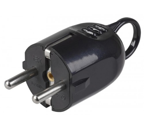 ВПу12-02-Ст Вилка разборная угловая с з/к с кольцом 16А черная  EVP12-16-01-K02  IEK