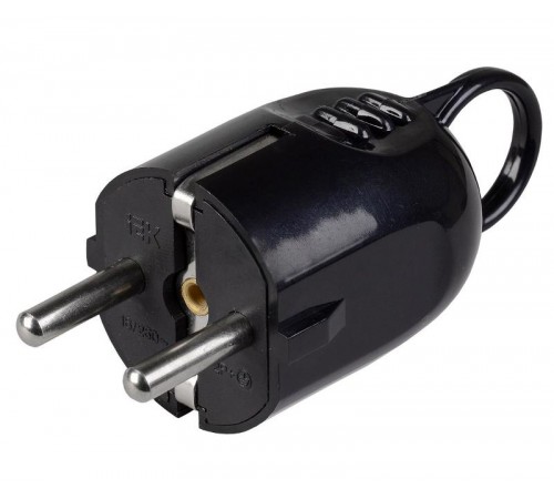 ВПу12-02-Ст Вилка разборная угловая с з/к с кольцом 16А черная  EVP12-16-01-K02  IEK