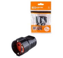 Кабельная розетка рифленая 2П+З 16А 250B черная  SQ1806-0212  TDM