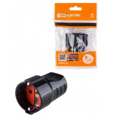 Кабельная розетка рифленая 2П+З 16А 250B черная  SQ1806-0212  TDM