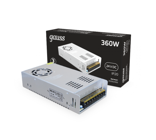 Блок питания 360W 24V IP20 1/36  202002400  Gauss